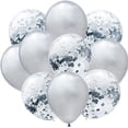 thumbnail image 1 of Nvzi 50 globos de confeti blancos y plateados, globos de fiesta de cumpleaños premium de 12 pulgadas, globos a granel para despedida de soltera, decoración de fiesta de graduación, 1 of 4
