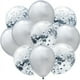 thumbnail image 1 of Nvzi 50 globos de confeti blancos y plateados, globos de fiesta de cumpleaños premium de 12 pulgadas, globos a granel para despedida de soltera, decoración de fiesta de graduación, 1 of 4