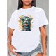 thumbnail image 1 of Camiseta deportiva de cuello redondo con estampado de camello, top informal de manga corta para correr, ropa deportiva para mujer, camiseta deportiva de ocio, 1 of 7