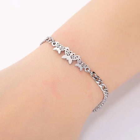 Stainless Steel Beaded Cubic Zirconia Bracelet - Adjustable Chain - Hypoallergenic & Durable