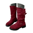 thumbnail image 3 of YLYL Womens Mid-Calf Boots Slouchy Pleated Boots Suede Knight Riding Shoes with Buckle Strap Winter Warm Knitted Tall Boot, 3 of 9