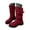 Red, variant on Women's Mid Calf Boots Low Heel Buckle Western Riding Boot Motorcycle Biker Dress Booties