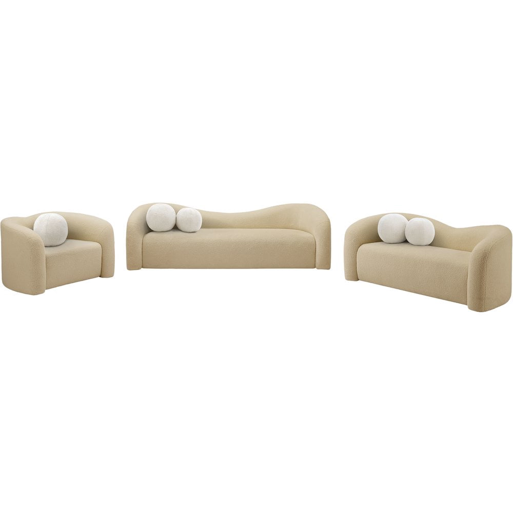 Meridian Furniture Kali Beige Faux Shearling Teddy Fabric Loveseat