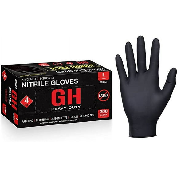GH Heavy Duty Nitrile Gloves, Latex & Powder Free, 4mil