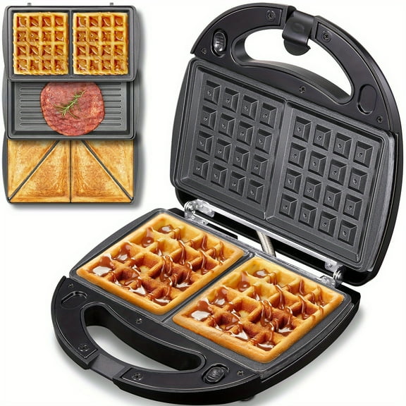 3-in-1 Sandwich Maker, Waffle Maker, Toaster & Panini Press Grill, Non-stick Coating, Easy Clean, Fast Heating