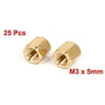 thumbnail image 2 of Unique Bargains M3 x 5mm Female Threaded Brass Hex Standoff Spacers Rod Spacer Coupler Nut 25Pcs, 2 of 2