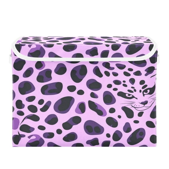 Storage Box With Lid 16.5x12.6x11.8In Foldable Stacked Household Storage Box Purple Spots
