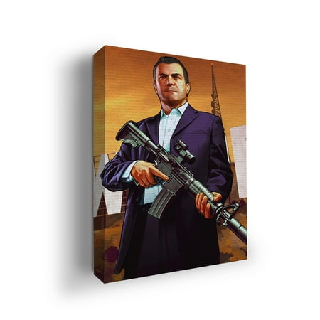 Grand Theft Auto Canvas Wall Art by Mavis Print- 12×16 inches Video Game Wall Decor | HD Printed & Wooden framed wall art | Modern Wall Decor for Gift | Made in USA