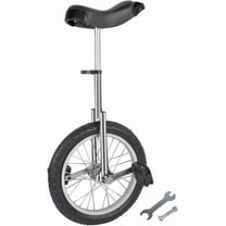 QRKD Outdoor Wheel Unicycle, 16” One Wheel Bike, Fitness Unicycle Bicycle Adjustable Seat Exercise Bike for Kids Adults Sports Entertainment Exercises Balance Fun（Silver）