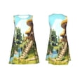 thumbnail image 7 of Lsque Cartoon Mushroom House Pattern Summer Dresses for Women – Sleeveless T-Shirt Swing Sundress, Perfect for the Beach and Casual Days, 7 of 7