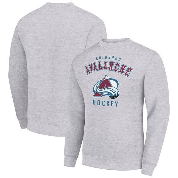 Men's Starter Heather Gray Colorado Avalanche Team Logo Fleece Pullover Sweatshirt