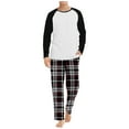 thumbnail image 1 of Uinagy Men's Colorblock Top and Plaid Print Trousers Two-Piece Home Wear Suit, 1 of 5