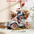 thumbnail image 2 of Easter Bunny Acrylic Desk Ornament With Intricate Floral Egg Accents On Mini Car, 2D Design For Festive Decor, Easter Decor For Bedroom Living Room Office Desktop, Festive, 2 of 5
