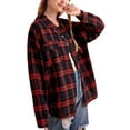 thumbnail image 2 of Franhais Female Shirt, Adults Plaid Turn-Down Collar Long Sleeve Tops Single-Breasted Blouse for Spring Fall, XS/S/M/L/XL/XXL, 2 of 9