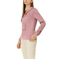 thumbnail image 4 of INSPIRE CHIC Women's Tie Neck Long Sleeve Elegant Button Cuff Office Shirt XS Dusty Pink, 4 of 8