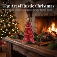thumbnail image 2 of Christmas Wooden Tree Tabletop Decoration, 2-Piece Interlocking Red Snowflake Ornament for Mantel Shelf Holiday Decor, 5.82 in, 2 of 4