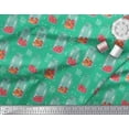 thumbnail image 3 of Soimoi Green Cotton Jersey Fabric Bottle Vase & Strawberry Fruits Print Fabric by the Yard 58 Inch Wide, 3 of 3