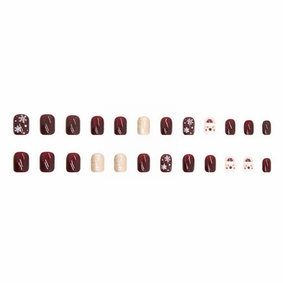 New Year's Up Christmas Nail Patch Artificial Nails Wearing Nails Cute Snowflake Santa Christmas Hat Easy To Use 2ml