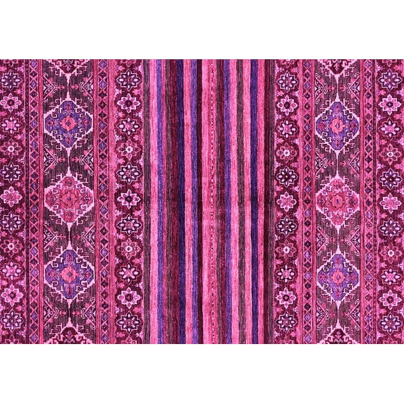 Ahgly Company Indoor Rectangle Abstract Pink Modern Area Rugs, 6' x 9'