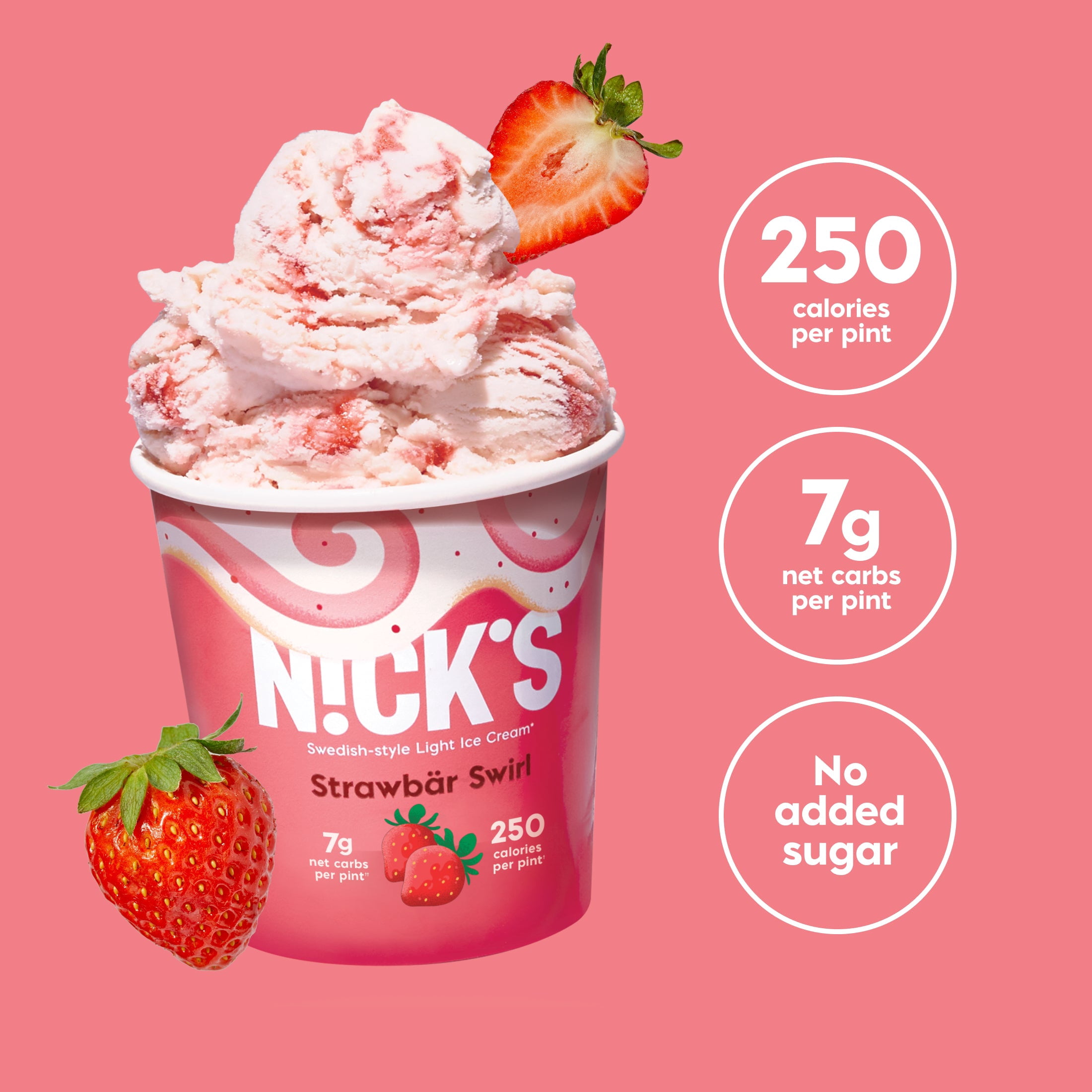 NICK'S Strawbär Swirl Light Ice Cream