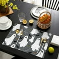 thumbnail image 4 of Gray Halloween Ghosts Bats and Boo Summer Placemats Table Placemats Set Of 4-Linen Kitchen Washable Placemats Table Mats 11.8"x17.7" Non-Slip Heat Resistant, 4 of 6