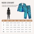thumbnail image 3 of KLL Beautiful Blue Peacock Print Women's Long Sleeve Pajamas with Pants Sleepwear Loungewear 2 Set-Medium, 3 of 7