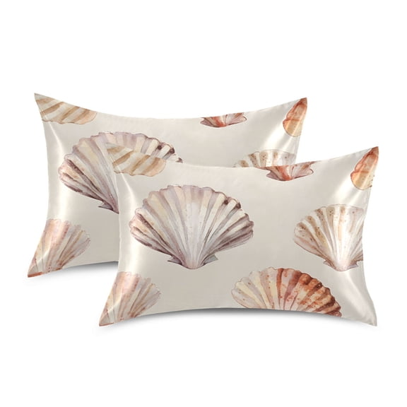 Yayeee Pillowcase Standard Size Set of 2 Satin Wrinkle Resistant Pillow Case, Purple Seashell