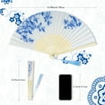 thumbnail image 5 of Folding Hand Fans for Women -Chinese Japanese 2pcs Vintage Bamboo Silk Fans - for Dance, Music Festival, Wedding, Party, Decorations,Gift, 5 of 6