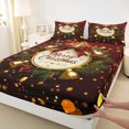 thumbnail image 3 of Feelyou Merry Christmas Twin Sheet Sets, Gold Bell Twin Fitted Sheet, Glitter Stars Dots Print Flat Sheet, Lightweight Room Decor,3-Piece, 3 of 7