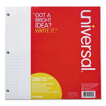 2PK Universal UNV20920 Filler Paper, 3-Hole, 8 x 10.5, Wide/Legal Rule, 200/Pack