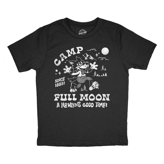 Youth Funny T Shirts Camp Full Moon Sarcastic Halloween Graphic Novelty Tee For Kids
