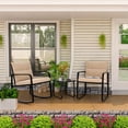 thumbnail image 2 of 3-Piece Patio Furniture Set, Lofka Rocking Chairs with Tempered Glass Table & Weather-Resistant Iron Frame, Rocking Chair for Garden |Poolside, 2 of 13