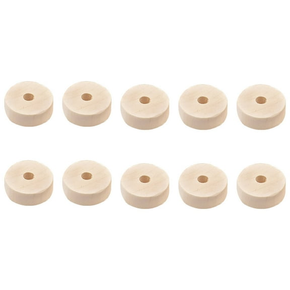 PAMINGONO 50pcs Unfinished Round Wood Discs Craft Wheels Beige Home Decor Supplies