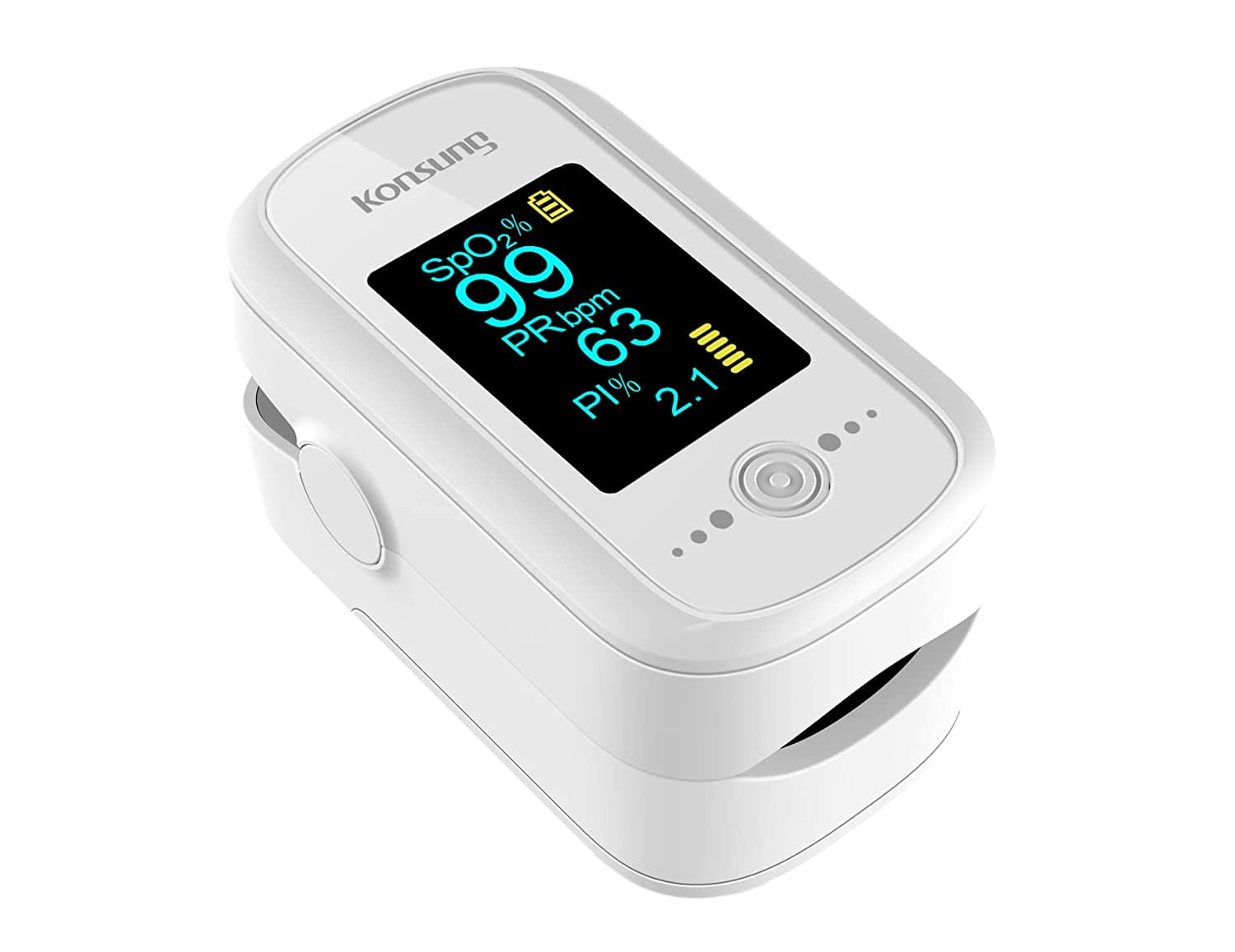 Pulse Oximeter Fingertip,SmileCare Blood Oxygen Saturation with Pulse Rate Monitor Included Batteries, Accurate Fast Spo2 Reading for Adult，Portable Large OLED Display(White)