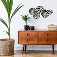 thumbnail image 2 of Modernist Home Tribal Bursts Wall Sculpture, Five Attached Black and White Roundels, Lacquered Iron, Hand Made, 22 Inches, 2 of 6