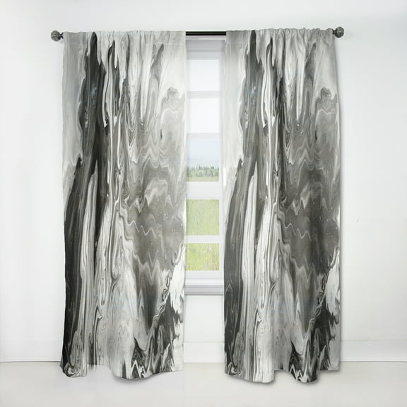 Designart 'Grey, White and White Marble Acrylic VI' Modern Curtain Panel