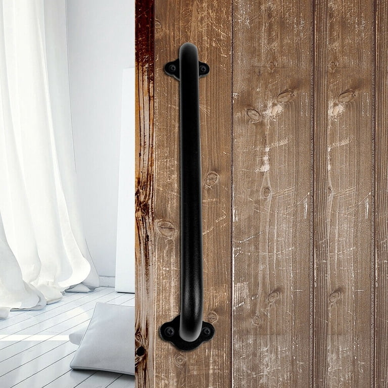 Sliding Barn Door Handle Kit – Heavy Duty Carbon Steel Pull With Flush Set – Vintage Black 23cm Long – For Home, Hotel & Office