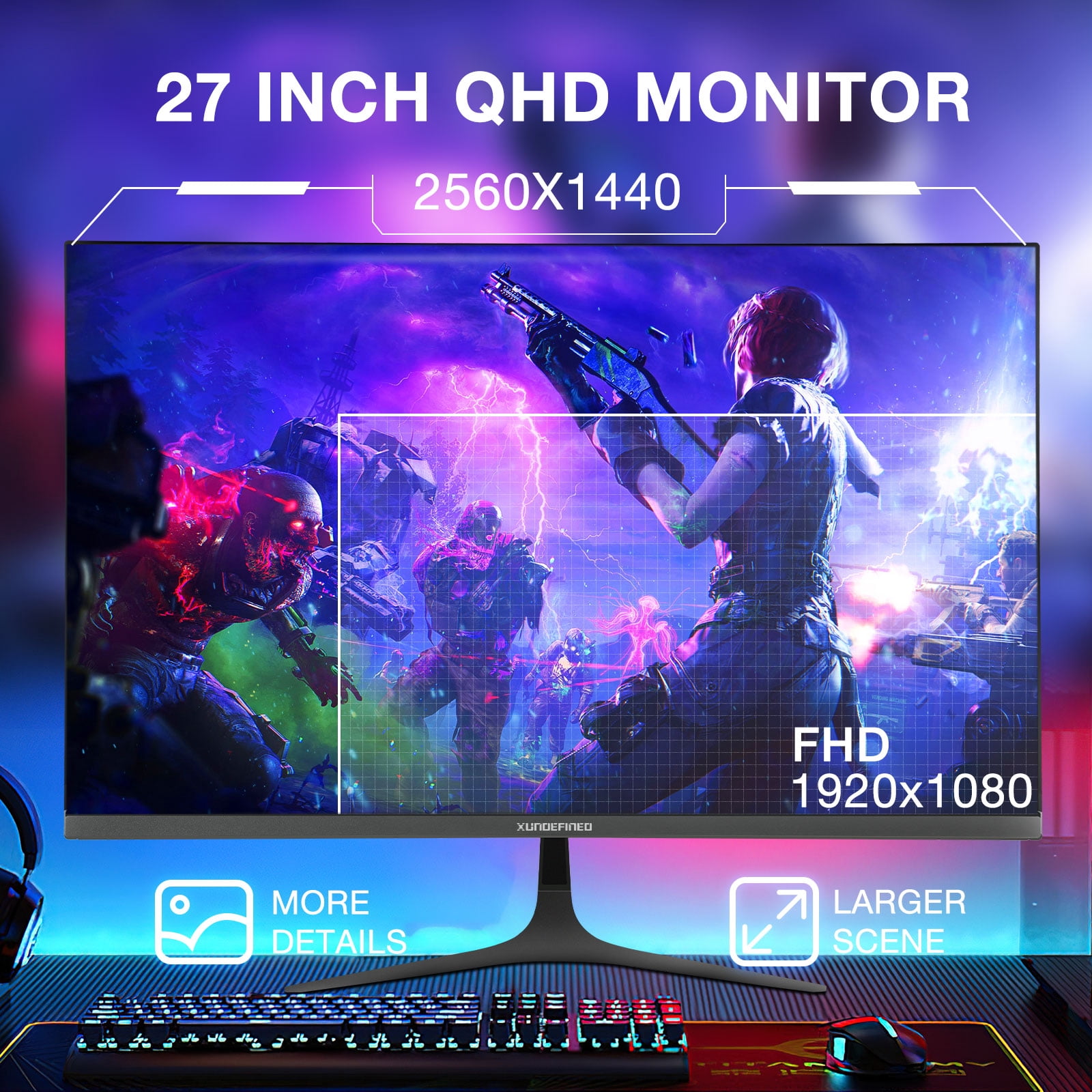 27 inch 1440P Gaming Monitor, 180Hz/144Hz Fast IPS 2K Computer Monitor with Speaker, Free-Sync & G-SYNC, 125% sRGB, HDR10, HDMI x2, DisplayPort x2, Compatible with Switch/Xbox/PS5, VESA