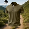 thumbnail image 5 of Blusa y camisa de manga corta con cuello alto para hombre, de verano, de color liso, ajustada, deportiva, con cremallera, de manga corta, con cuello alto., 5 of 5