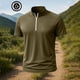 thumbnail image 5 of pstuiky Camisas de manga corta para hombre, Camiseta deportiva de verano para hombre, de color liso, ajustada, con cremallera, de manga corta y cuello alto camisas casuales para hombre m, 5 of 5