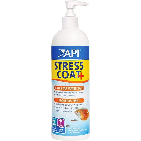 API Stress Coat Bottle with Pump Removes Chlorine Treats 960 Gal 16 oz.