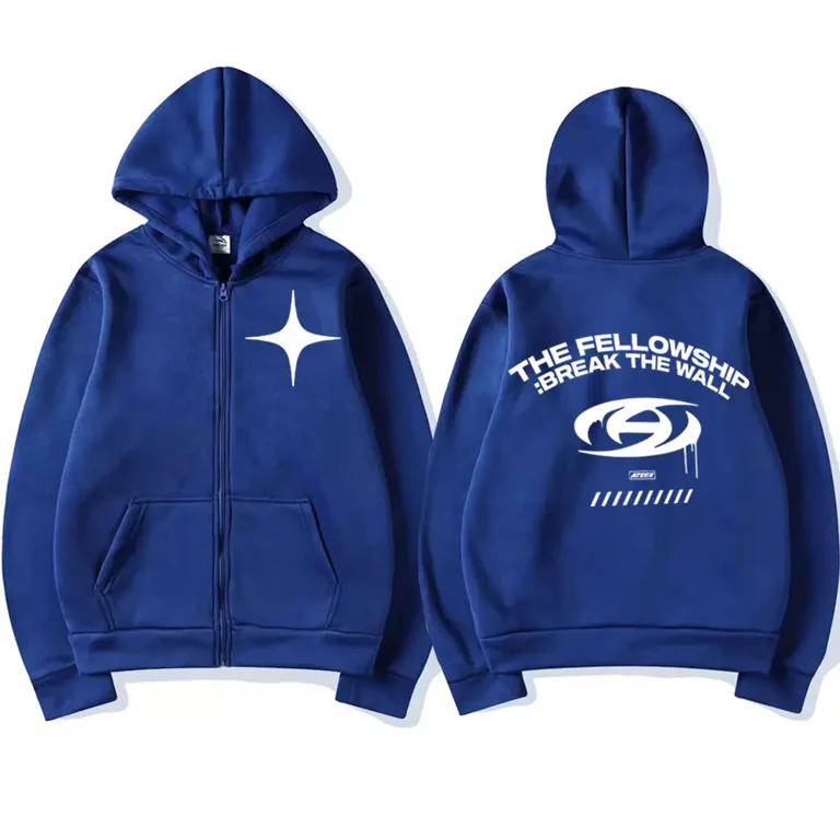 FJ01 Ateez Band Break The Wall Tour Print Zipper Hoodies Men