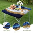 thumbnail image 4 of Blue Gold Wave Marble Pattern Square Fitted Tablecloth with Elastic Edge,Square Table Cover,Washable Elastic Table Cover for Home Kitchen Party Decor 34"x34", 4 of 6