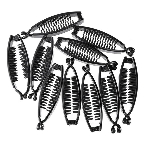 Raindrops 10Pcs Banana Clips Thick Hair Black Plastic Fasten Hair For Women