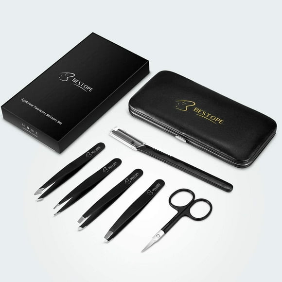 BESTOPE Pinces pour Sourcils Ensemble de Pinces et Ciseaux 6 Pcs Outils pour Sourcils Pointes en Acier Inoxydable Pinces Plates Inclinées Cote Moyenne : (5.0 ) Étoiles sur 5 Étoiles 97 Cotes, Basé sur 97 Avis BESTOPE