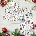 thumbnail image 2 of Arlun Womens Christmas Pajamas Sets Soft Comfy Lapel Full Print Long Sleeve Button down Tops Sleepwear Wide Leg Long Pants Fashion X-Mas Graphic 2 Piece Pjs Outfits White XL, 2 of 3