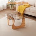thumbnail image 6 of Modern Glass Coffee Table with Tempered Glass Top & Wood Base, Reception Office Tables, Minimalist Side Table for Living Room Bedroom, 6 of 9