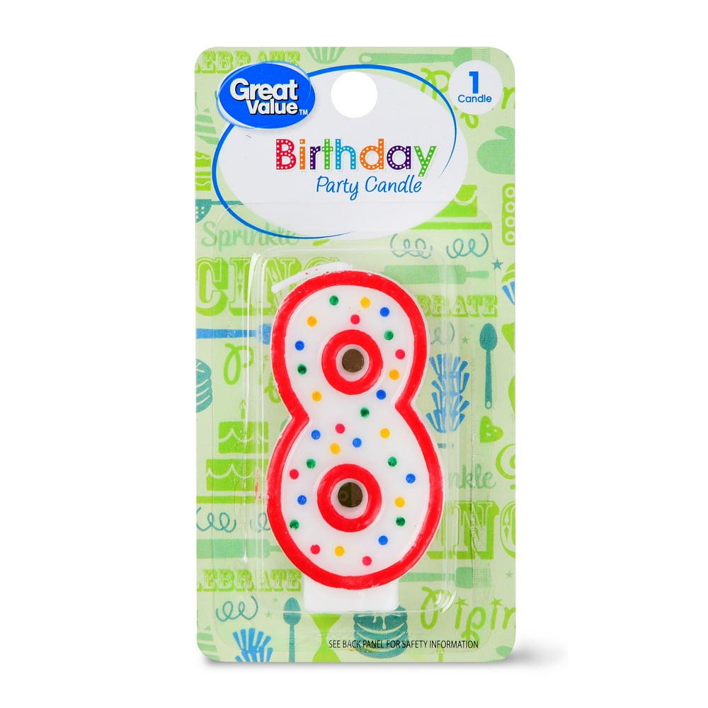 Great Value Birthday Party Candle, Number 8