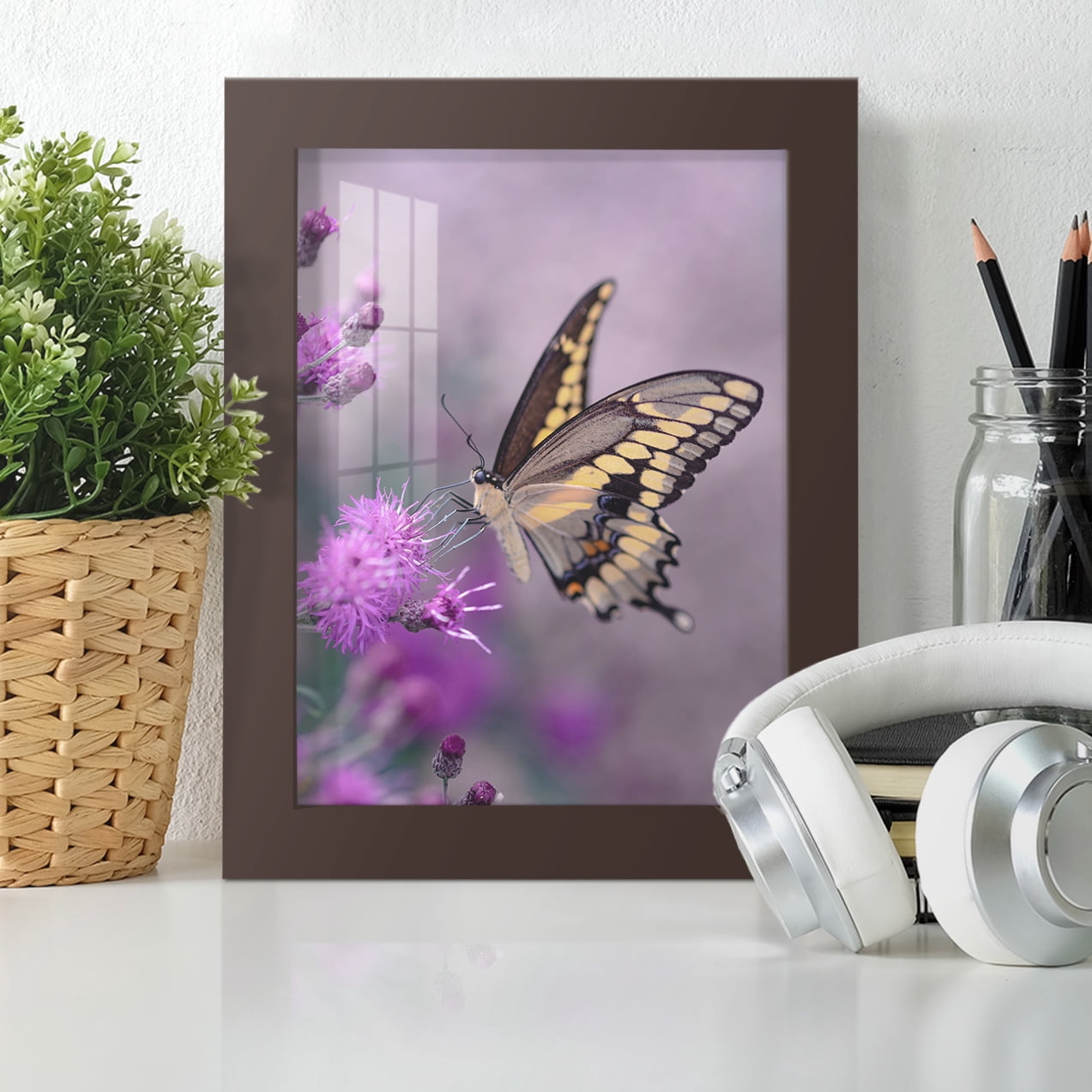 Modern 6 in. x 8 in. Brown Picture Frame (Set of 4)