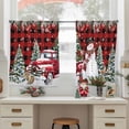 thumbnail image 6 of Red Plaid Christmas Sheer Curtains 45 Inches Long, Snowman Xmas Truck Balls Tree Light Filtering Window Curtains for Living Room/Bedroom, Rod Pocket Voile Sheer Curtain Drapes, 52"W x 45"L, 2 Panels, 6 of 9